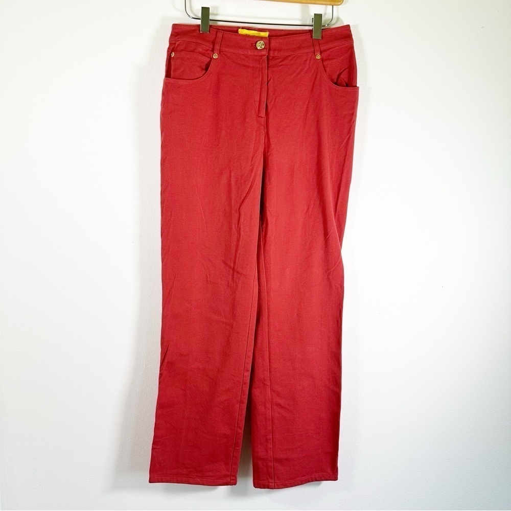 St. John Womens Pants Sport Pink Coral Red Stretch 5-Pocket Straight Leg Classic